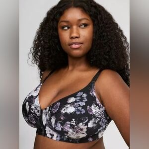 torrid Black and Purple Floral Smooth-Cup Bra